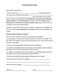 Authorization form CAP 