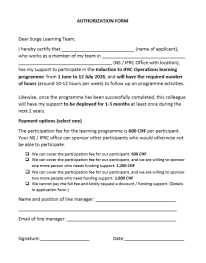 Authorization Form - Induction 
